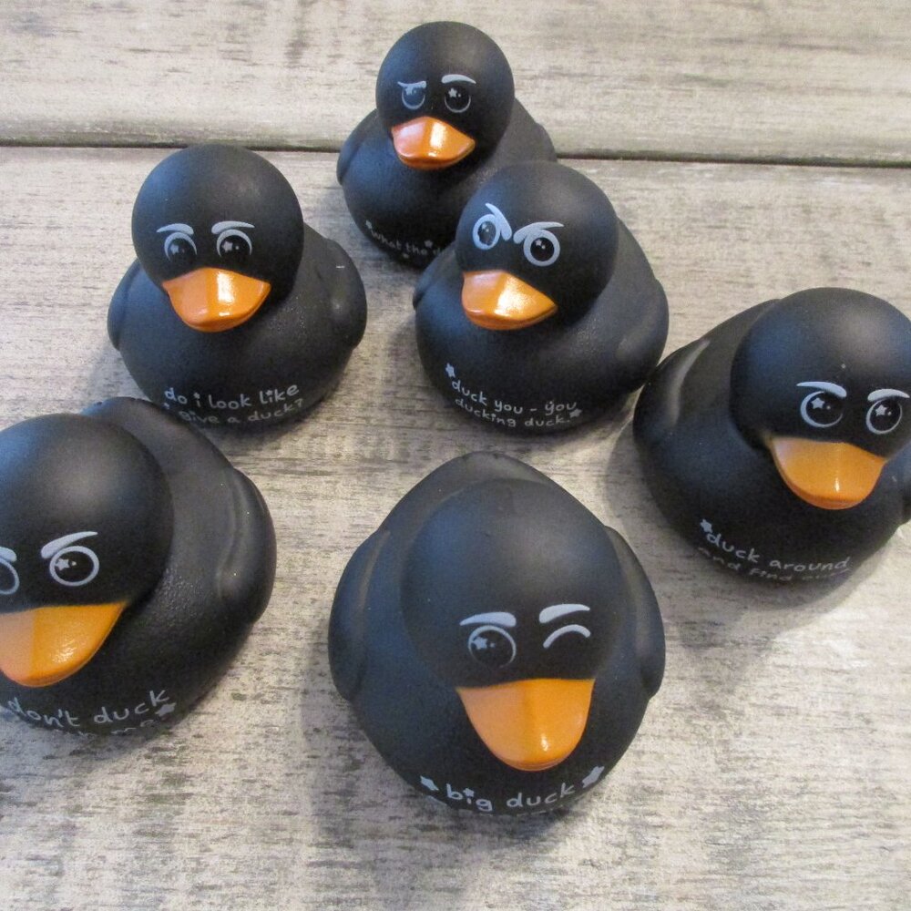 Funny Sassy Rubber Duck Black Set of 6
